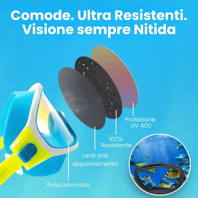 Pro Swimmy Adulti - Lenti Cromate, Tappi orecchie Integrati e Chiusura a Clip