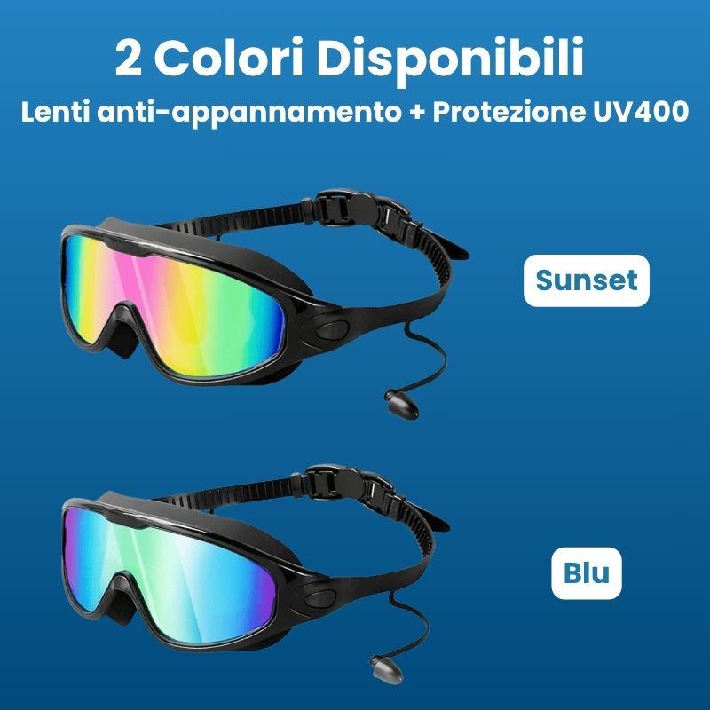 Pro Swimmy Adulti - Lenti Cromate, Tappi orecchie Integrati e Chiusura a Clip